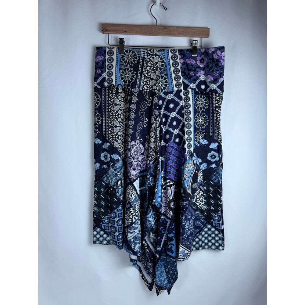 Women's Desigual Blue Purple Patchwork Asymmetrical Skirt XL